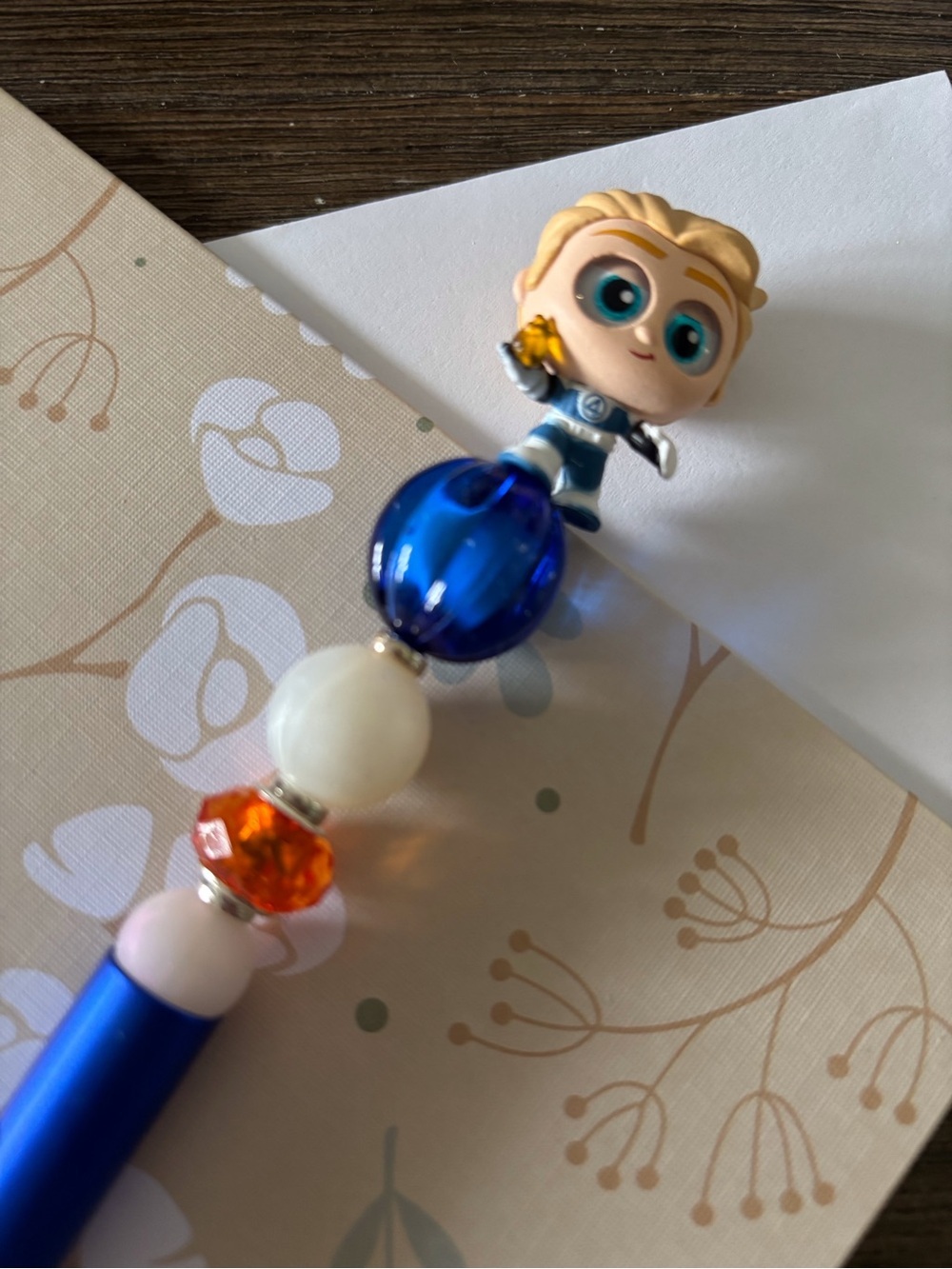 Marvel Doorables: Fantastic Four: Johnny Storm handmade beaded pen